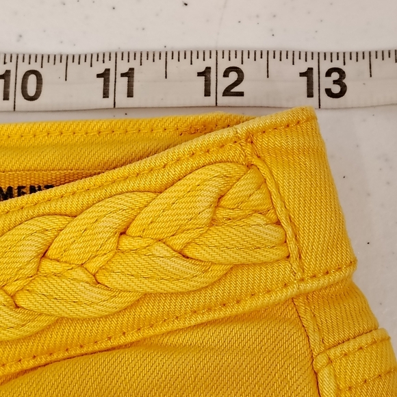JUDY BLUE Bright Yellow Braided Waist Wide Cropped Denim Jeans SIZE 3/26 Artsy - Picture 9 of 11